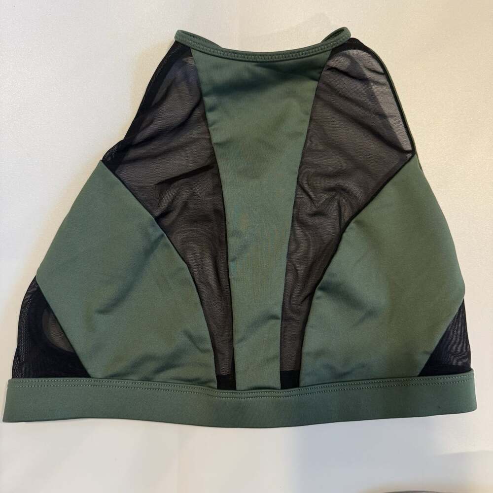 Victoria Secret Sport Sports Bra High Neck Green Black Mesh Size Small
